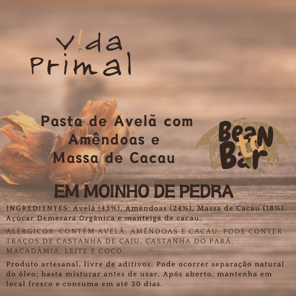 PASTA DE AVELÃ COM AMÊNDOA E CACAU 230g