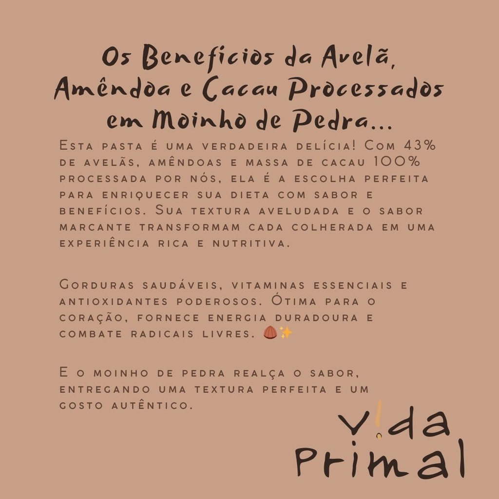 PASTA DE AVELÃ COM AMÊNDOA E CACAU 230g